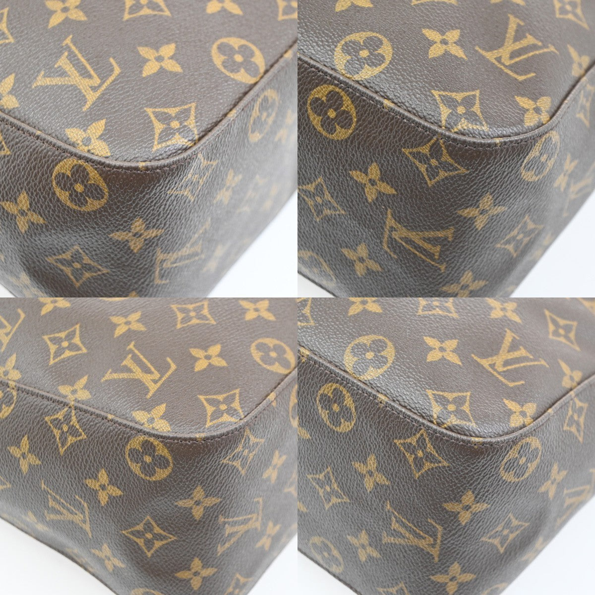 LOUIS VUITTON Logo Looping GM Shoulder Bag Monogram Leather Brown M51145 98TA714