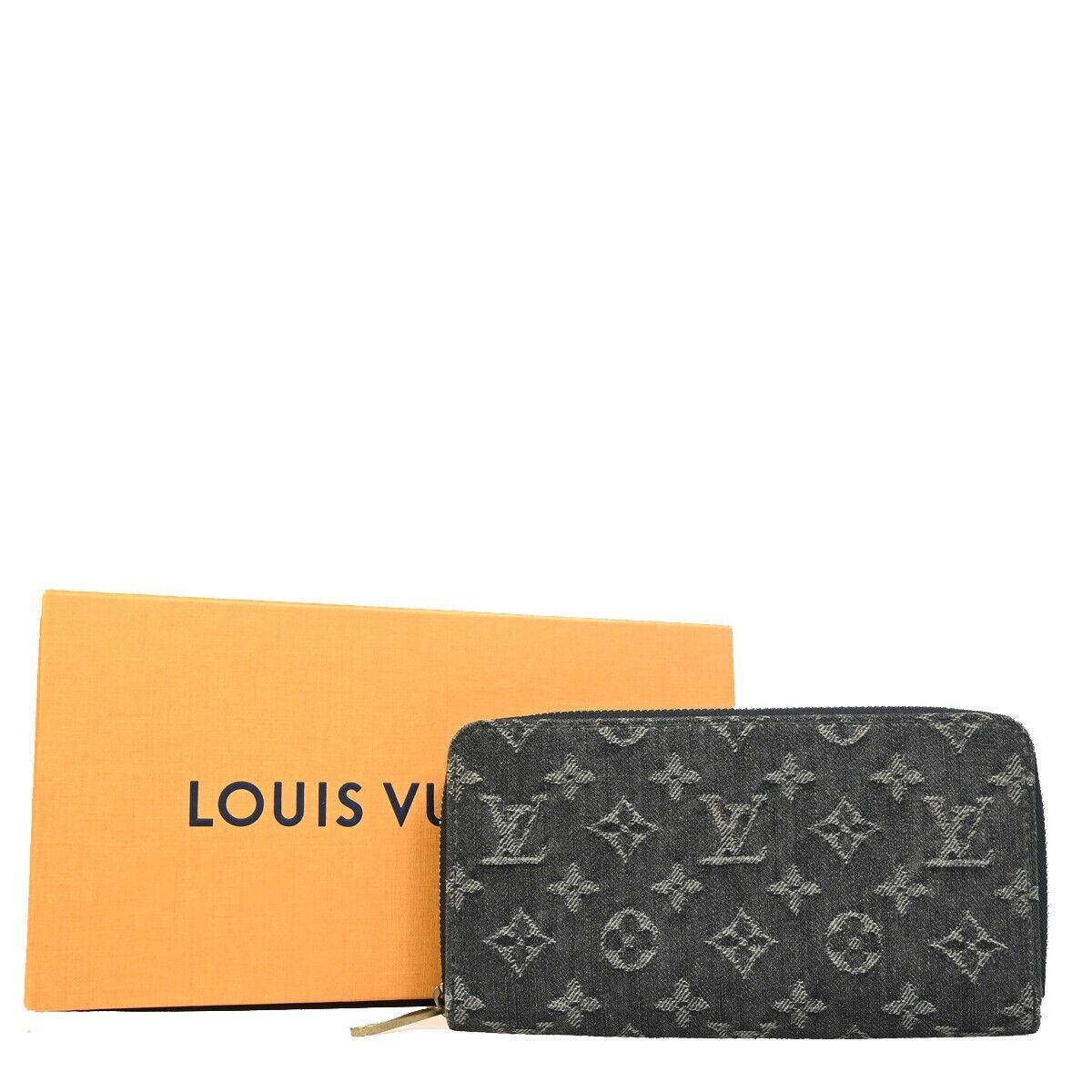 LOUIS VUITTON Zippy Round Long Wallet Monogram Denim Leather Blue M95614 44RF138
