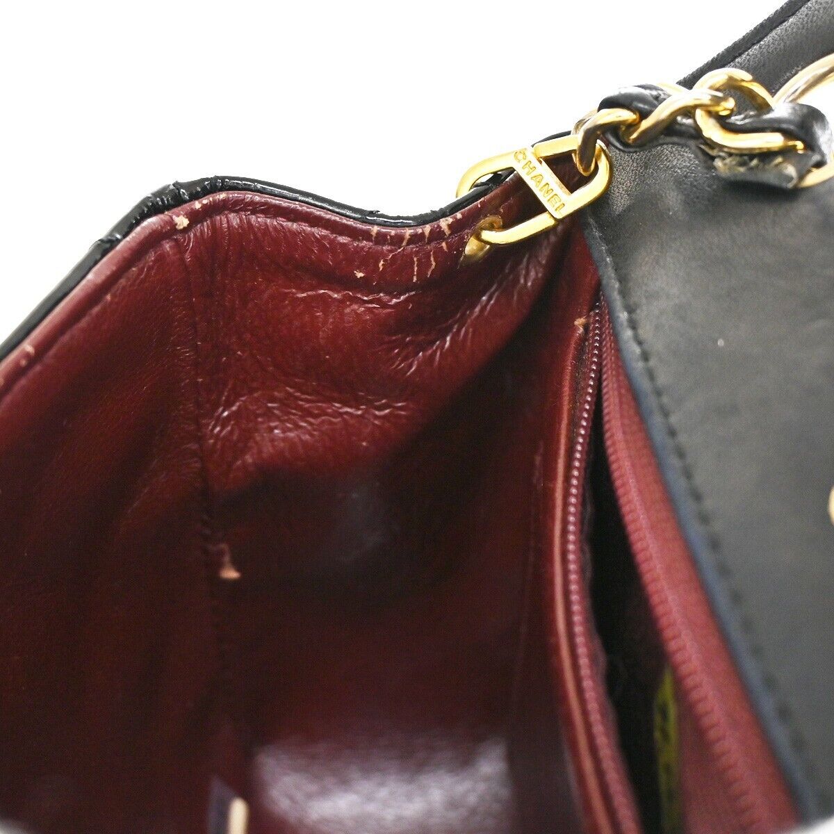 CHANEL CC Mini Matelasse Chain Shoulder Bag Patent Leather Black GHW 332RJ334