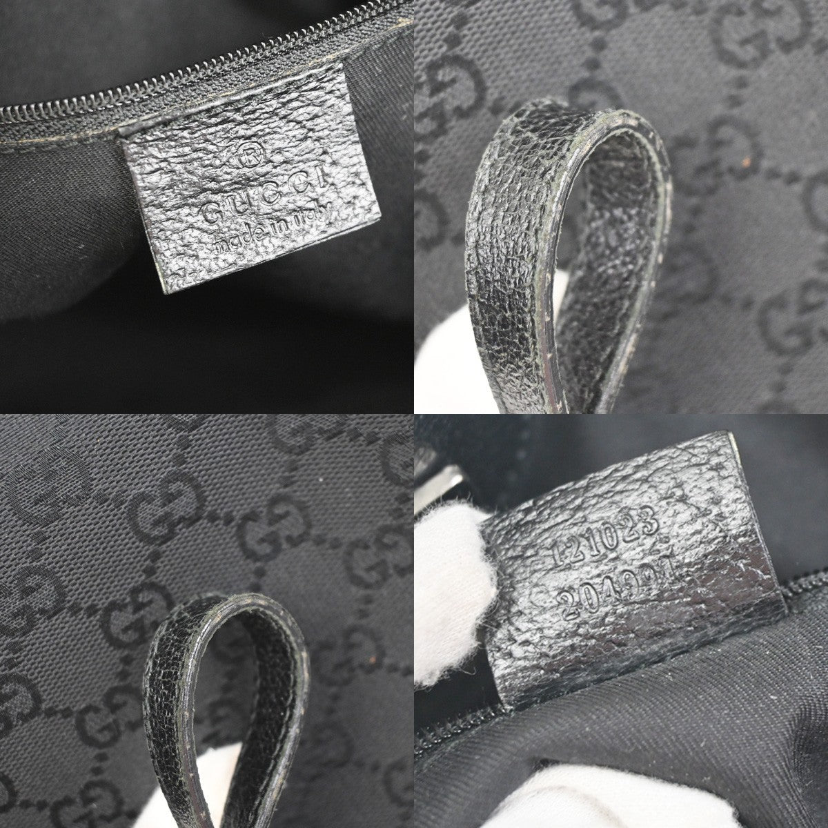 GUCCI GG Logo Eclipse Shoulder Hand Bag Black Canvas Leather GHW Italy 33ZA368