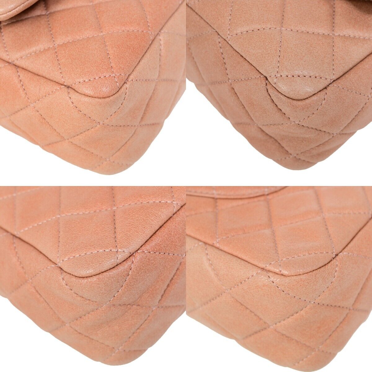 CHANEL CC Matelasse 25 Double Flap Chain Shoulder Bag Leather Pink 373RK146