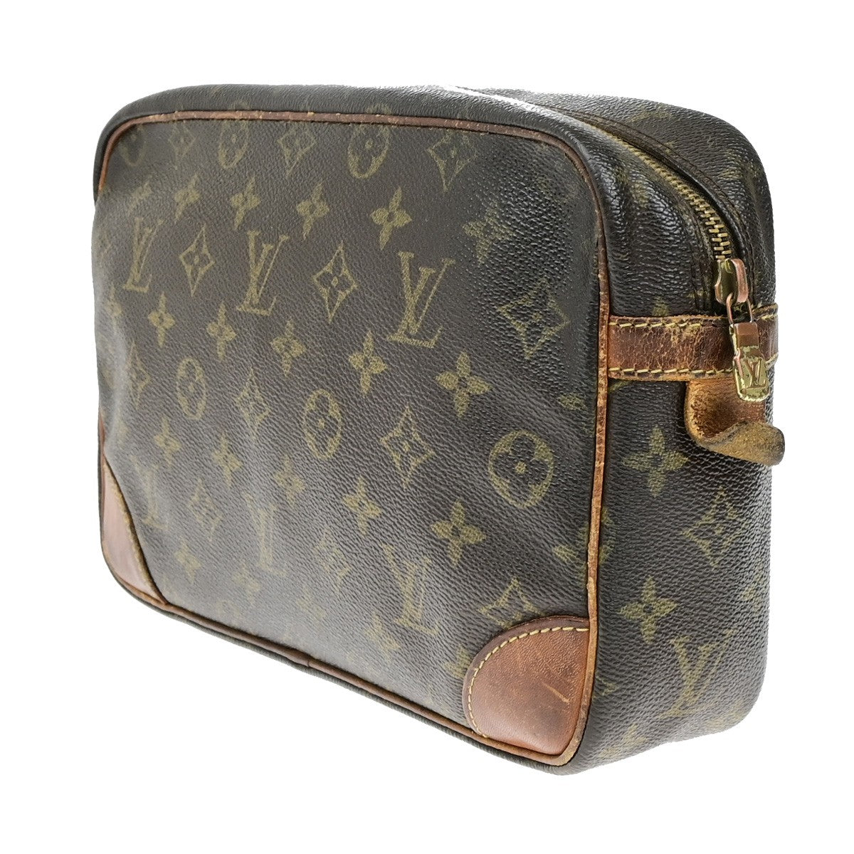 LOUIS VUITTON Compiegne 28 Clutch Hand Bag Monogram Leather Brown M51845 02YH074