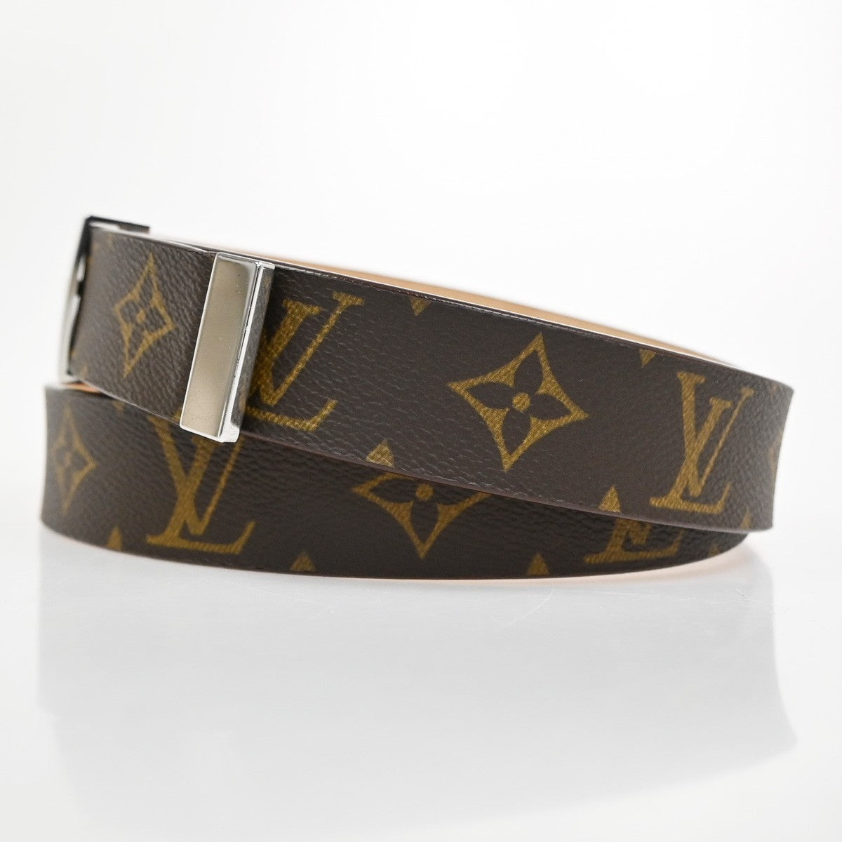 LOUIS VUITTON Santure Carre Belt Monogram Leather Brown SHW France M6801 36TA624