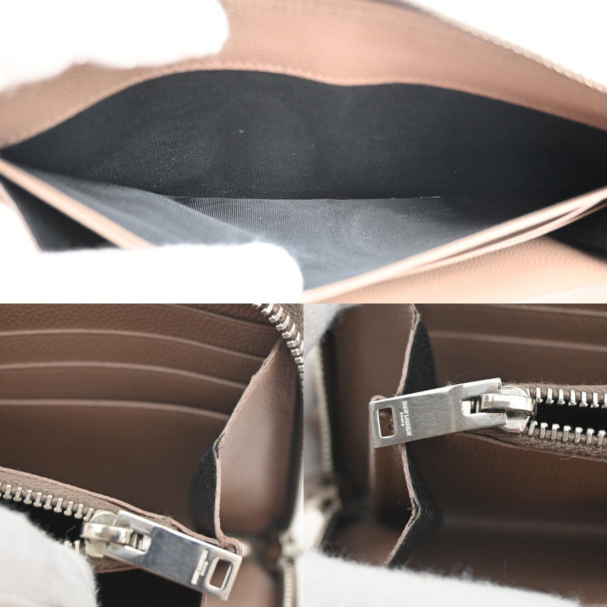 SAINT LAURENT YSL Logo Zipper Aroung Long Wallet Leather Brown SHW 64EF031