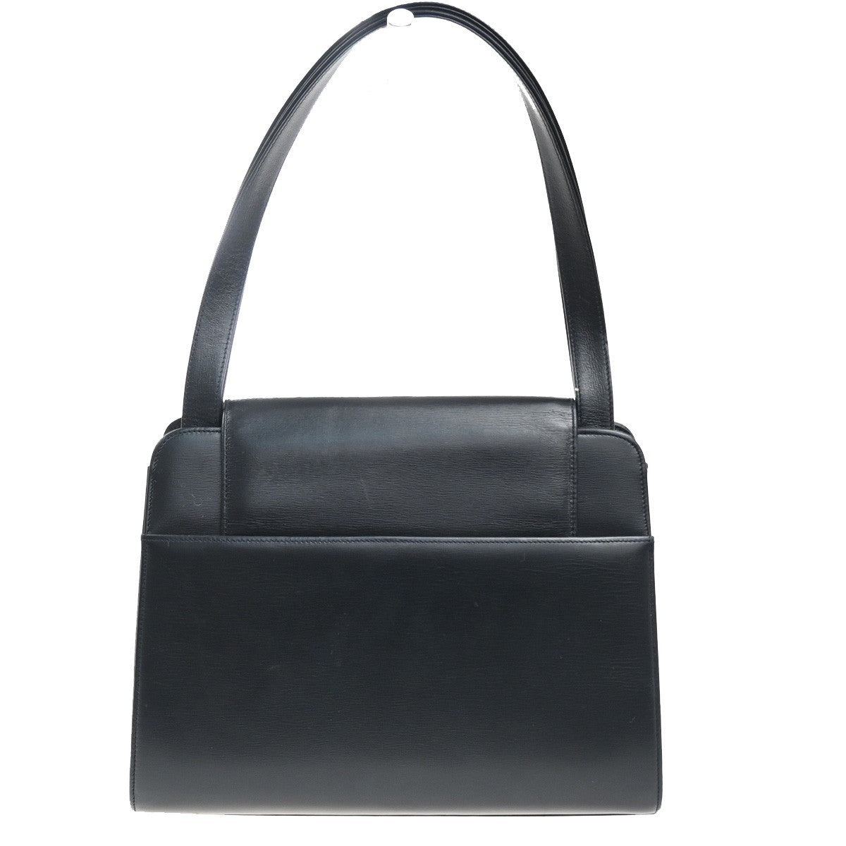 CARTIER Logo Sapphire Line Shoulder Hand Bag Leather Navy France GHW 38MA402
