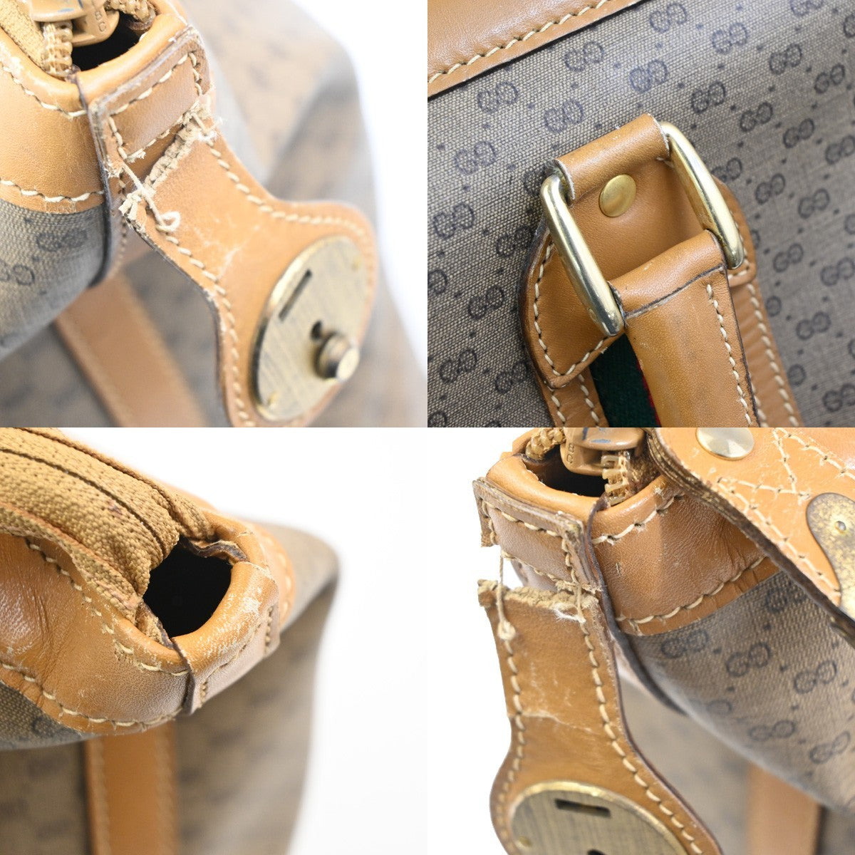 GUCCI Logo Sherry GG Pattern Travel Hand Bag PVC Leather Brown Italy 62KC300