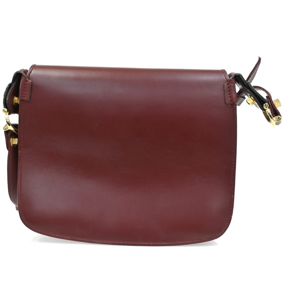 CARTIER Must Line Turn lock Shoulder Bag  Leather Burgundy Red Italy 65CA484