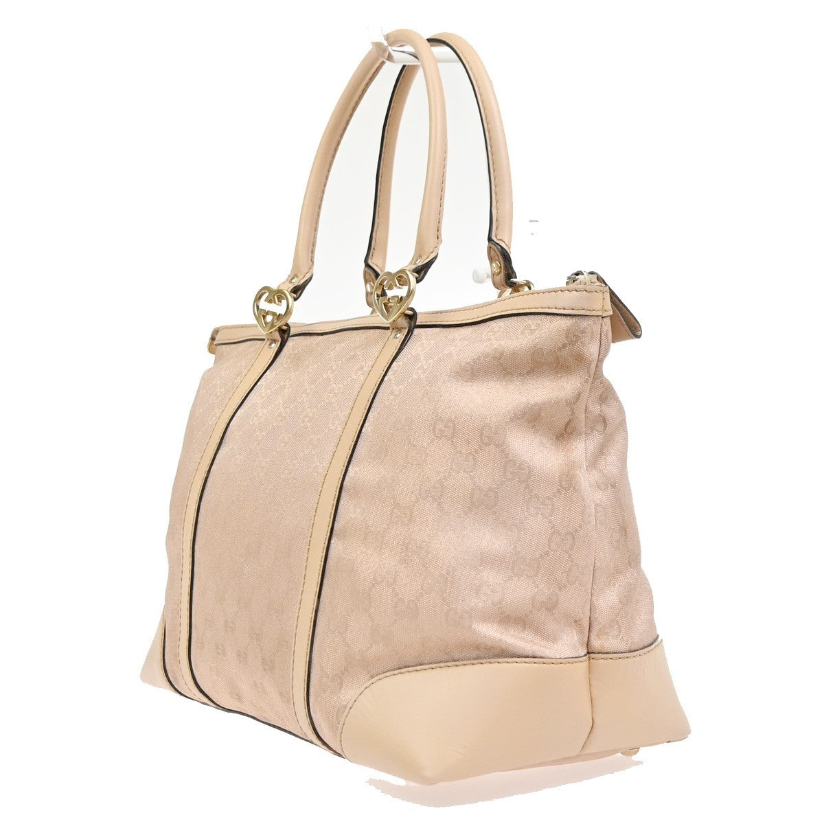 GUCCI Logo Lovely GG Pattern Tote Hand Bag Canvas leather PK BE Italy 80MA602