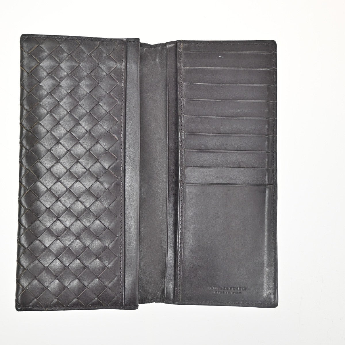 BOTTEGA VENETA Intrecciato Bifold Long Wallet Leather Brown Italy 05KD058