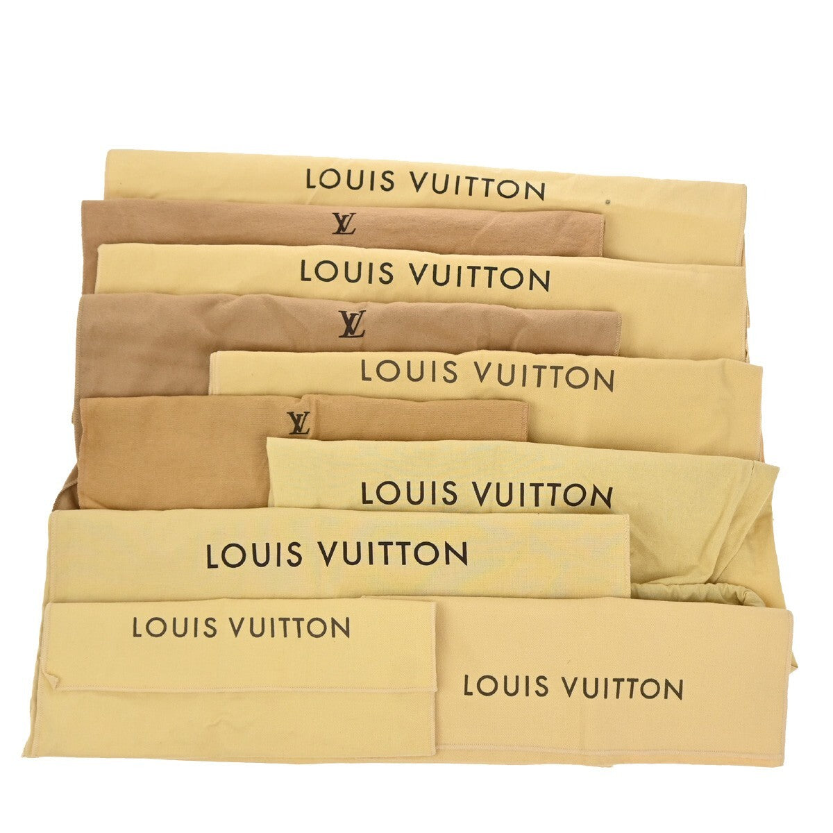 LOUIS VUITTON Logo 10 Set Dust Bag Drawstring Canvas Cotton Beige Brown 09EE126