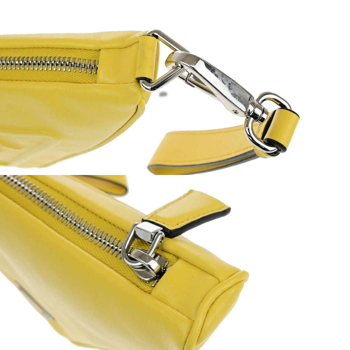 PRADA Logo Triangle Clutch Hand Bag Grace Lux Leather Yellow Sole SHW 43RK741