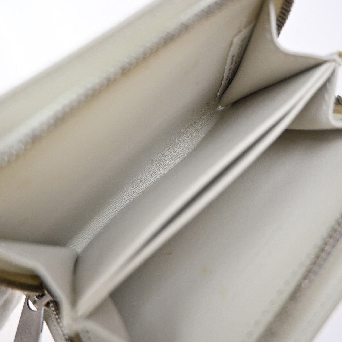 BOTTEGA VENETA Logo Intrecciato Compact Zipper Wallet Leather White 39EG240