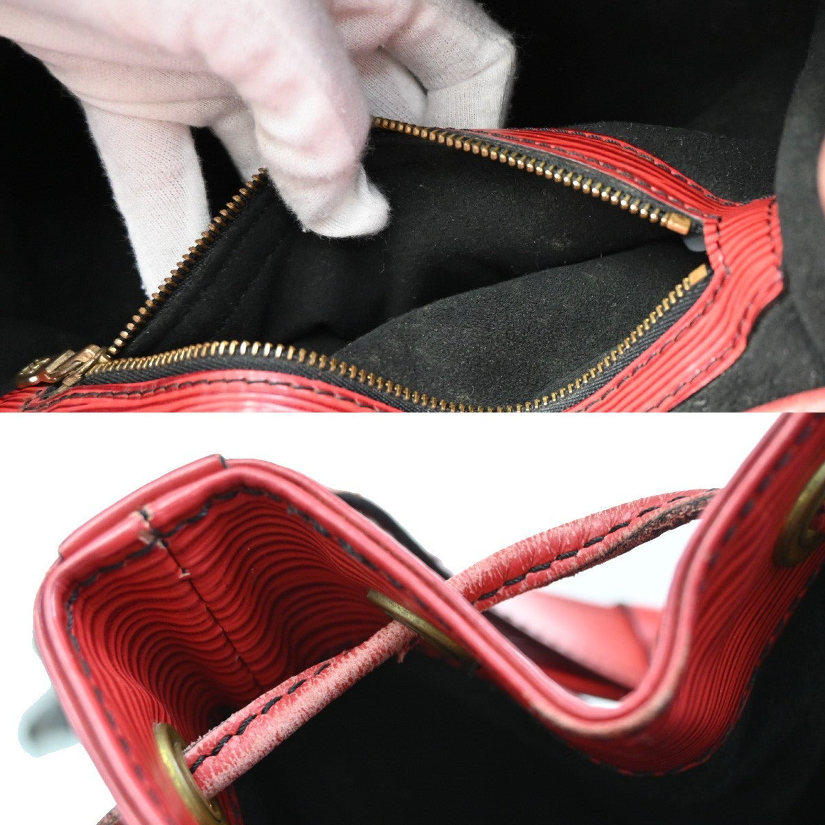 LOUIS VUITTON Petit Noe Drawstring Shoulder Bag Epi Leather Red M44107 37EF884