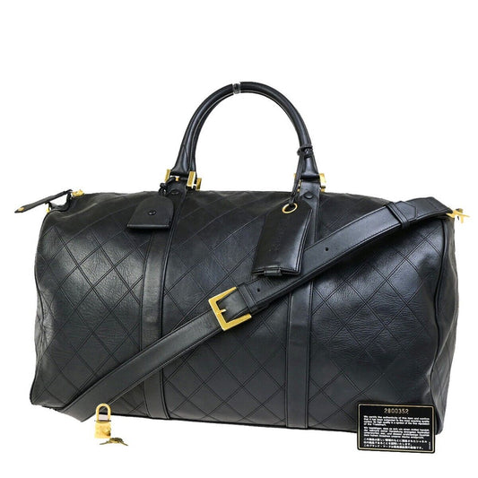 CHANEL Bicolore 2Way Travel Shoulder Hand Bag Leather Black GHW Vintage 653RK717