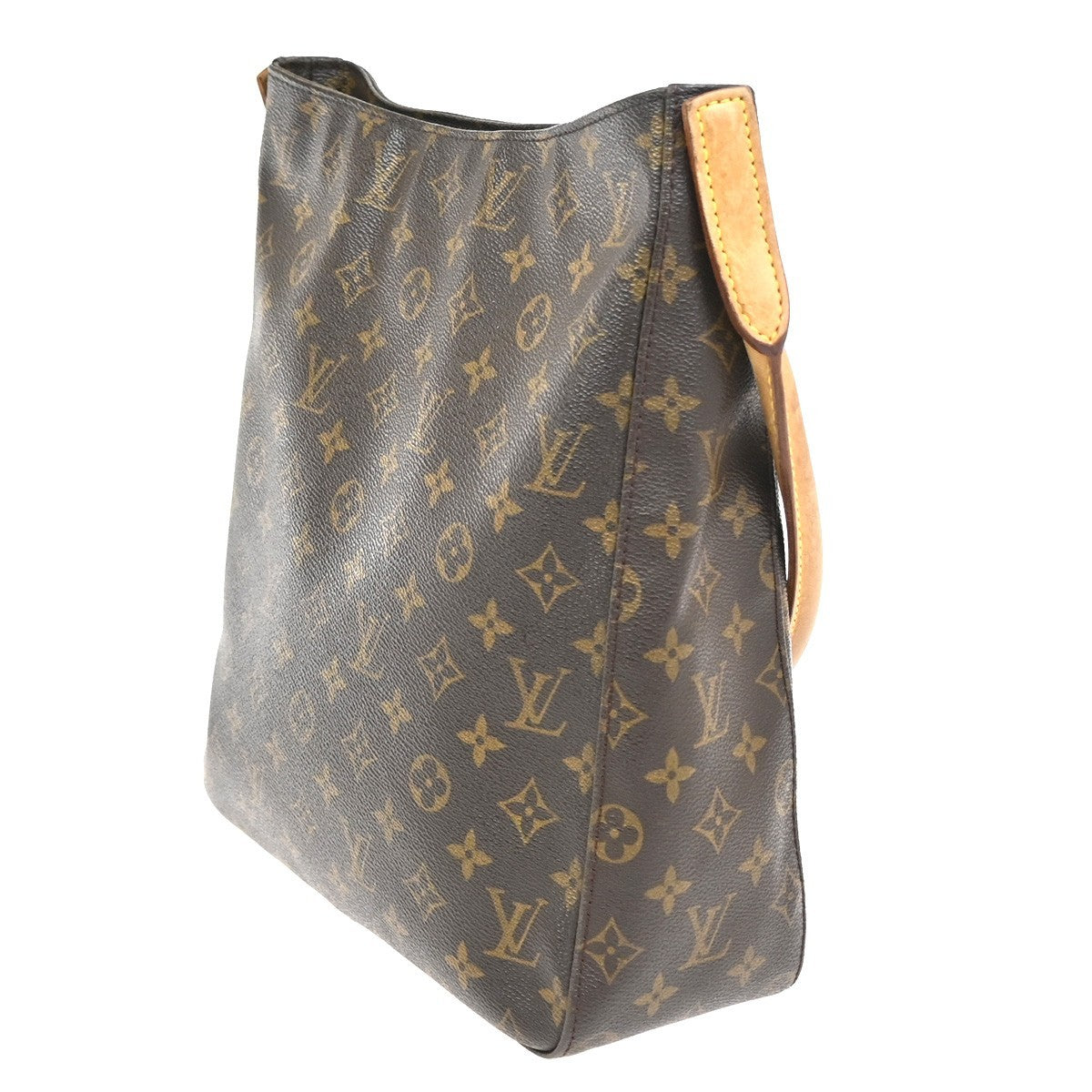 LOUIS VUITTON Logo Looping GM Shoulder Bag Monogram Leather Brown M51145 87KC187
