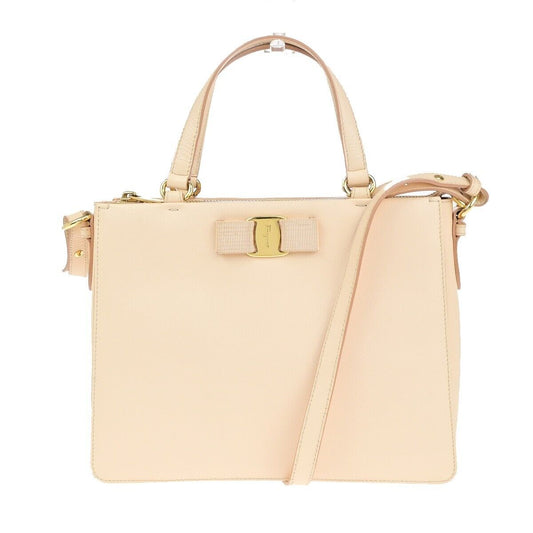 SALVATORE FERRAGAMO Logo Vara 2Way Shoulder Hand Bag Leather Pink Italy 69EC545