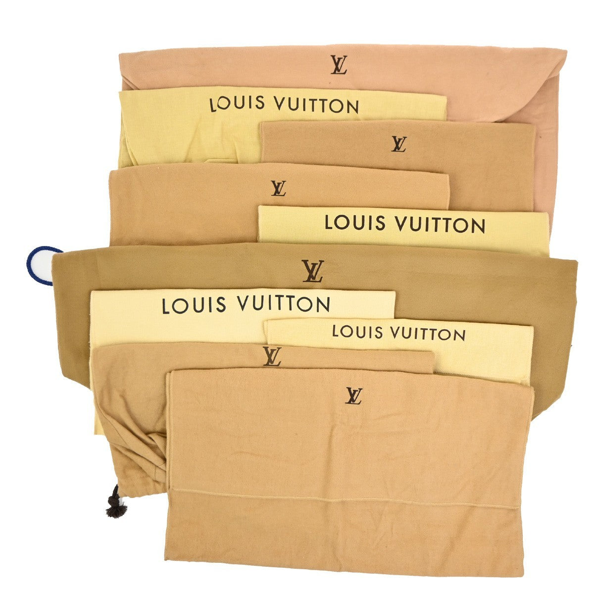 LOUIS VUITTON Logo 10 Set Dust Bag Drawstring Canvas Cotton Beige Brown 09KB864
