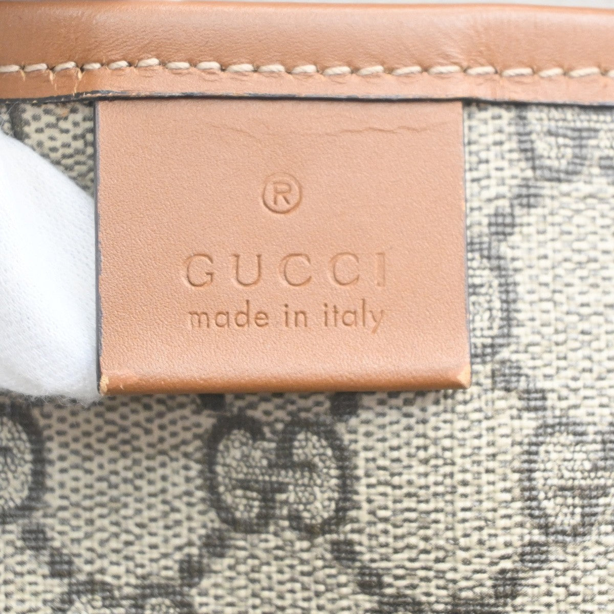 GUCCI Logo Sherry GG Pattern Hand Tote Bag PVC Leather Beige Italy 35KC867