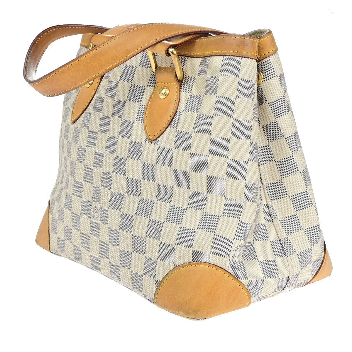 LOUIS VUITTON Hampstead PM Shoulder Bag Damier Azur Leather White N51207 82EC306
