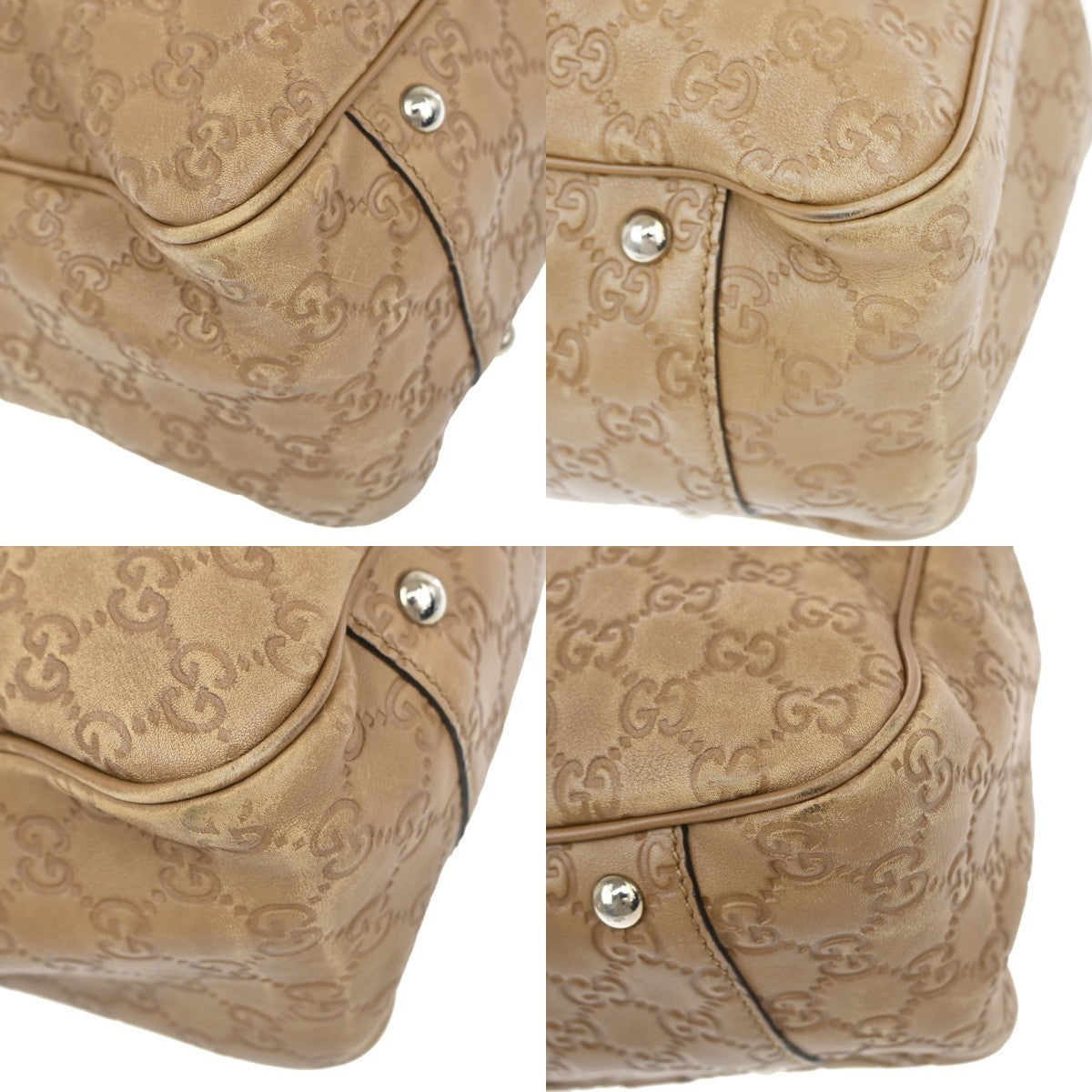 GUCCI Logo Twins Guccissima Shoulder Tote Bag Leather Brown Italy 80YJ201