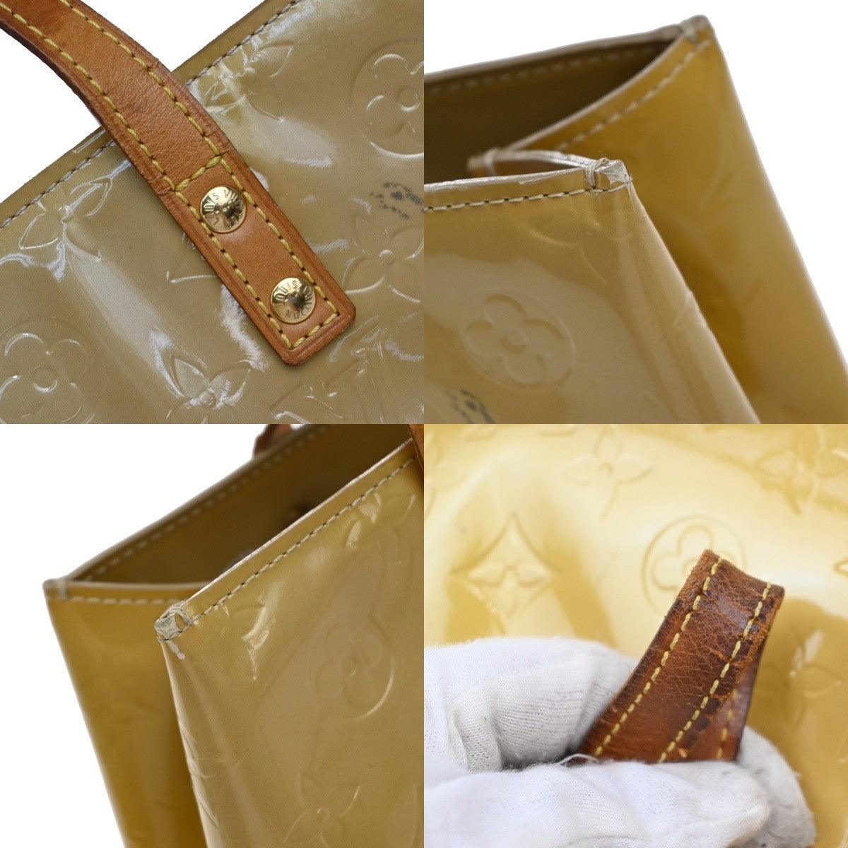 LOUIS VUITTON Read PM Hand Bag Monogram Vernis Patent Beige M91144 02EF819
