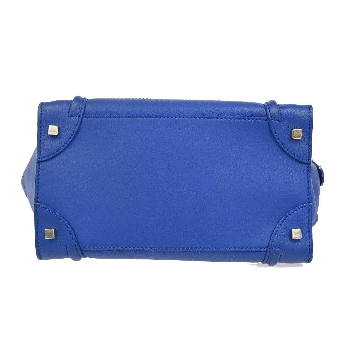 CELINE Luggage Mini Top Handle Tote Hand Bag Leather Blue GHW Italy 95RL900