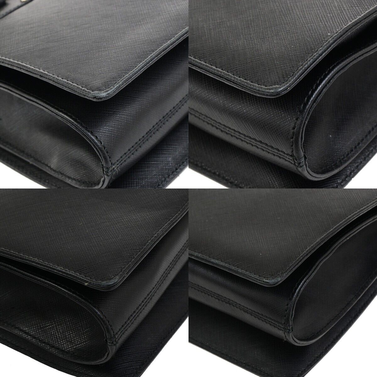 SALVATORE FERRAGAMO Gancini Hand Bag Leather Black Silver Made in Italy 62KA537