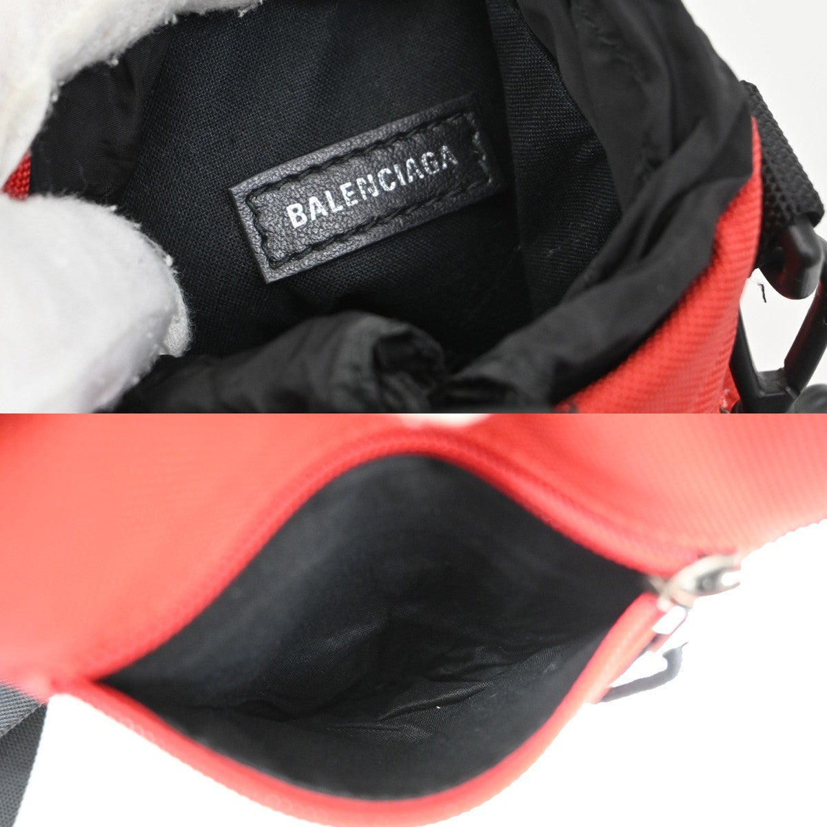 BALENCIAGA Weekend Bottle Holder Crossbody Canvas Nylon Red BK SHW Italy 34TA128