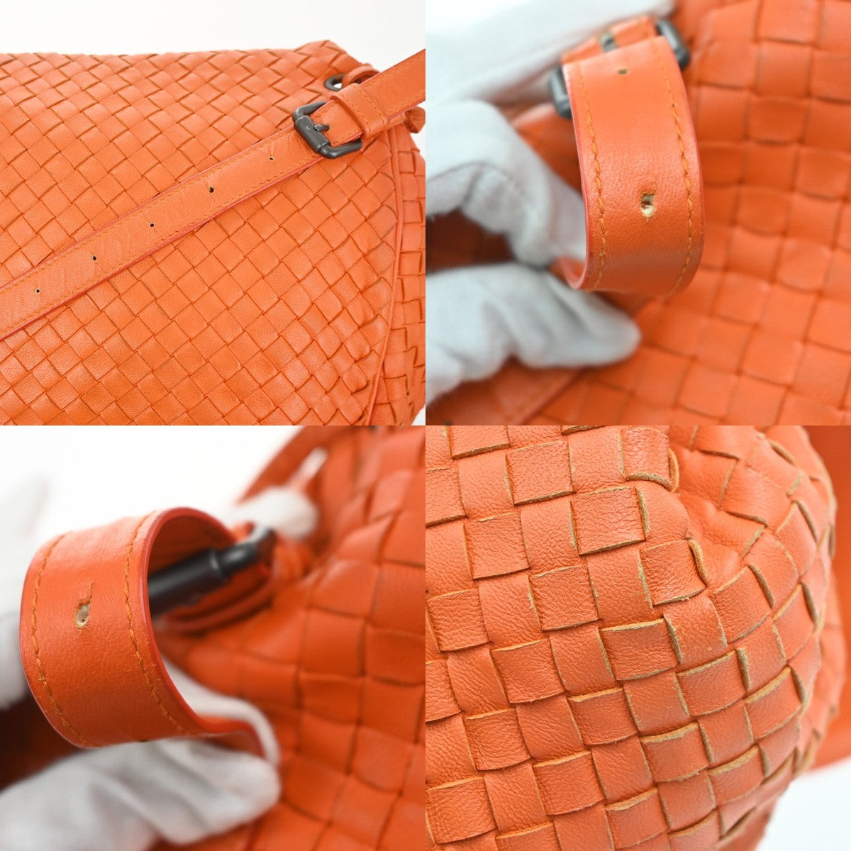 BOTTEGA VENETA Logo Intrecciato Shoulder Hand Bag Leather Orange Italy 95MA530