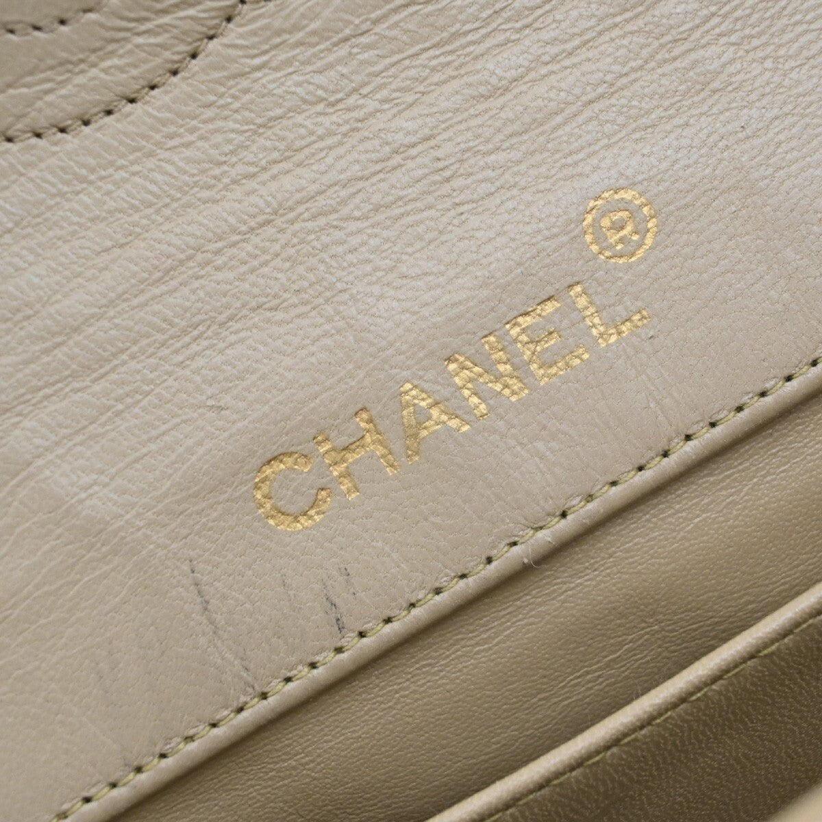 CHANEL CC Logo Mini Matelasse Chain Shoulder Bag Leather Beige GHW 675RF438