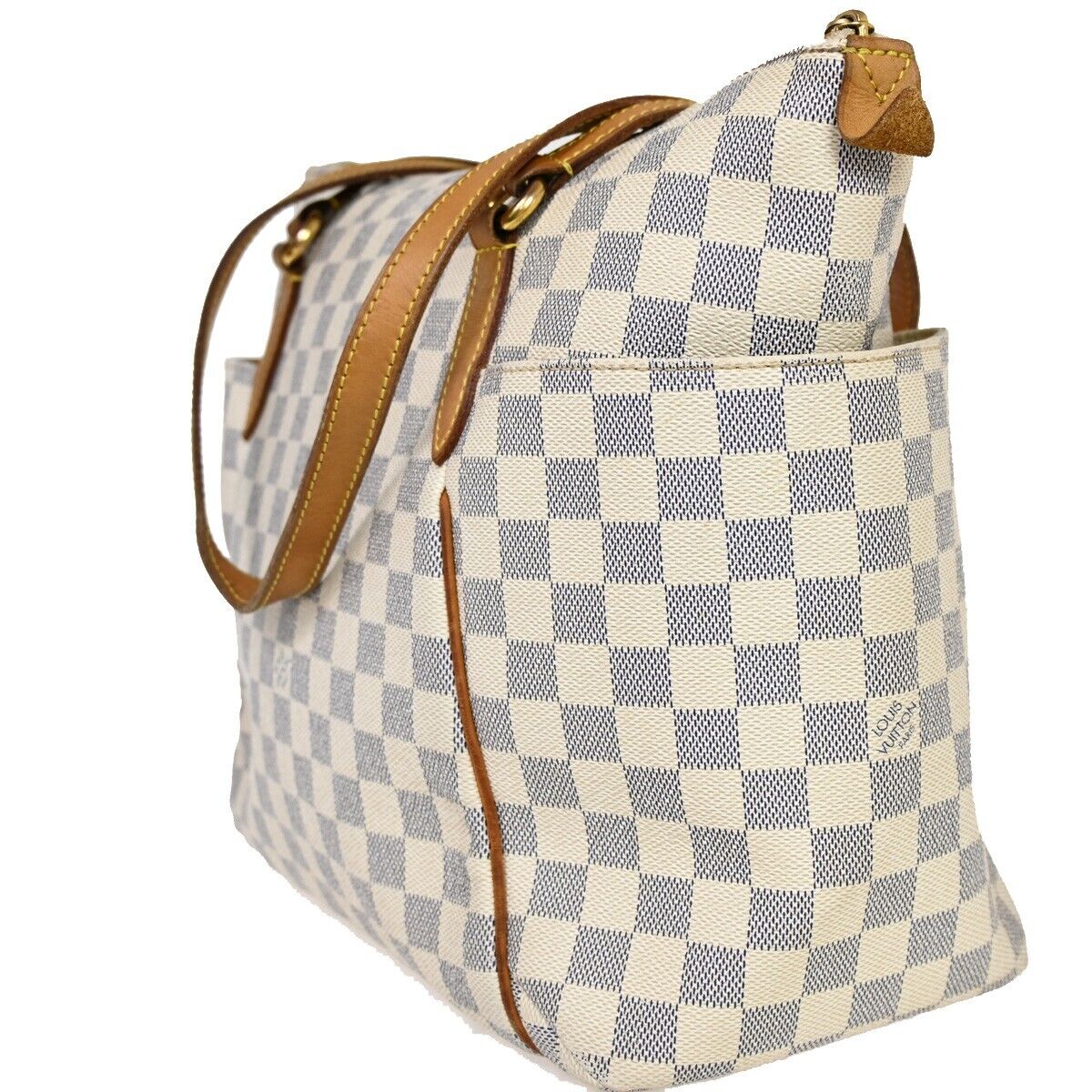 LOUIS VUITTON Totally MM Shoulder Bag Damier Azur Leather White N51262 20FA324