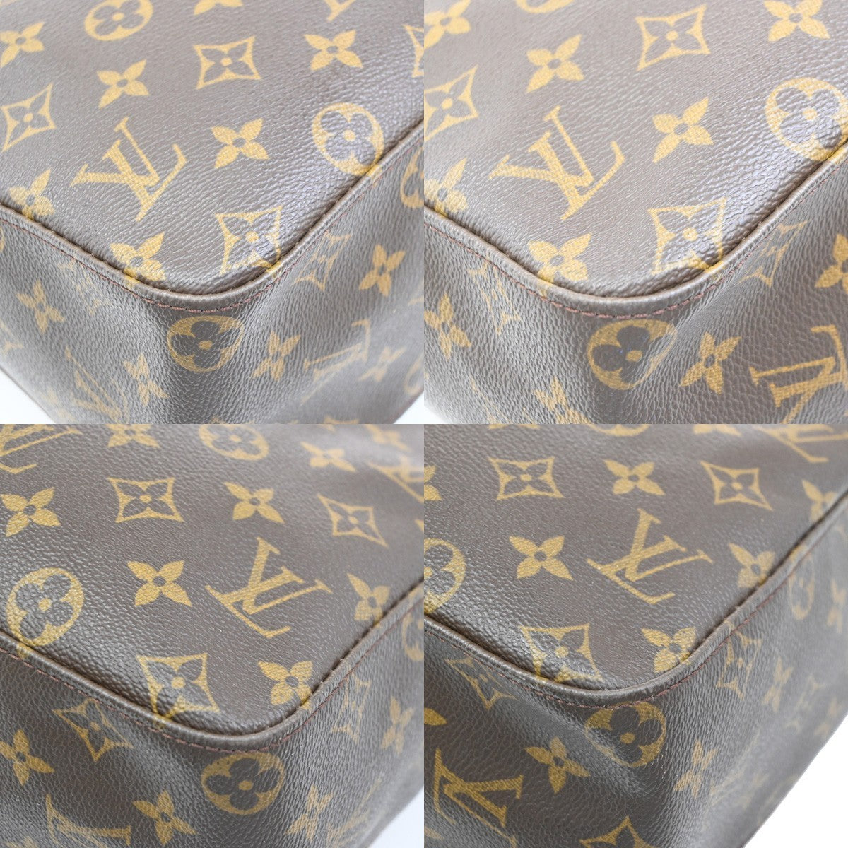 LOUIS VUITTON Logo Looping GM Shoulder Bag Monogram Leather Brown M51145 18PA109
