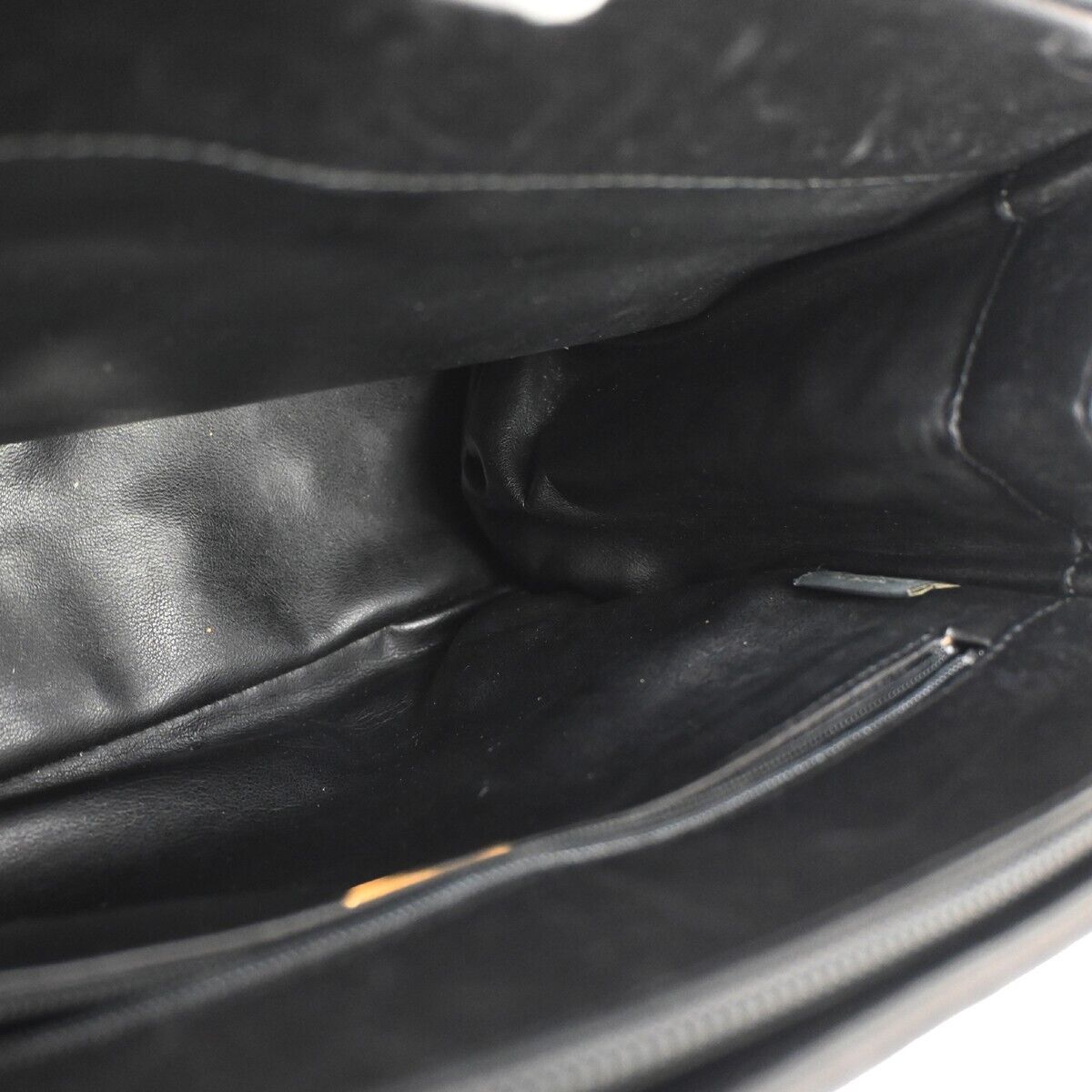 BALLY B Logo Fringe Tassel Shoulder Hand Bag Leather Black Gold-Plated 02EA083