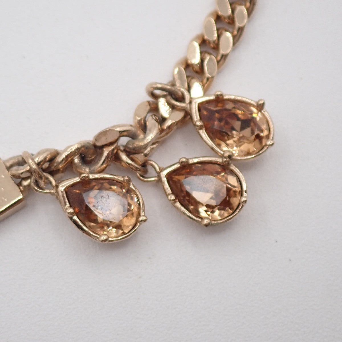 CHRISTIAN DIOR CD Logo Rhinestone Pendant Necklace Charm Gold 05KP244