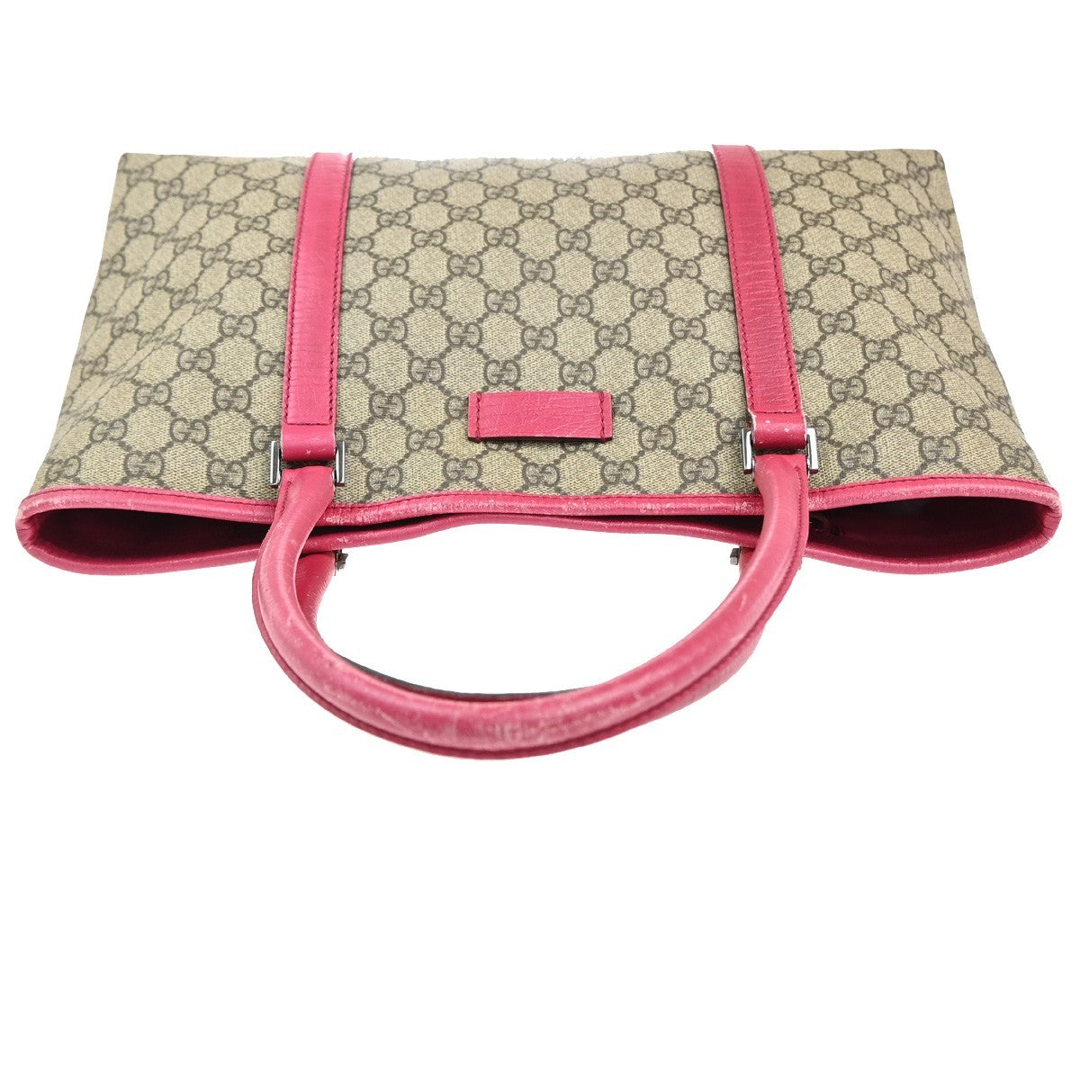 GUCCI Logo GG Pattern Shoulder Hand Bag Supreme Leather Beige Pink Italy 36MA427
