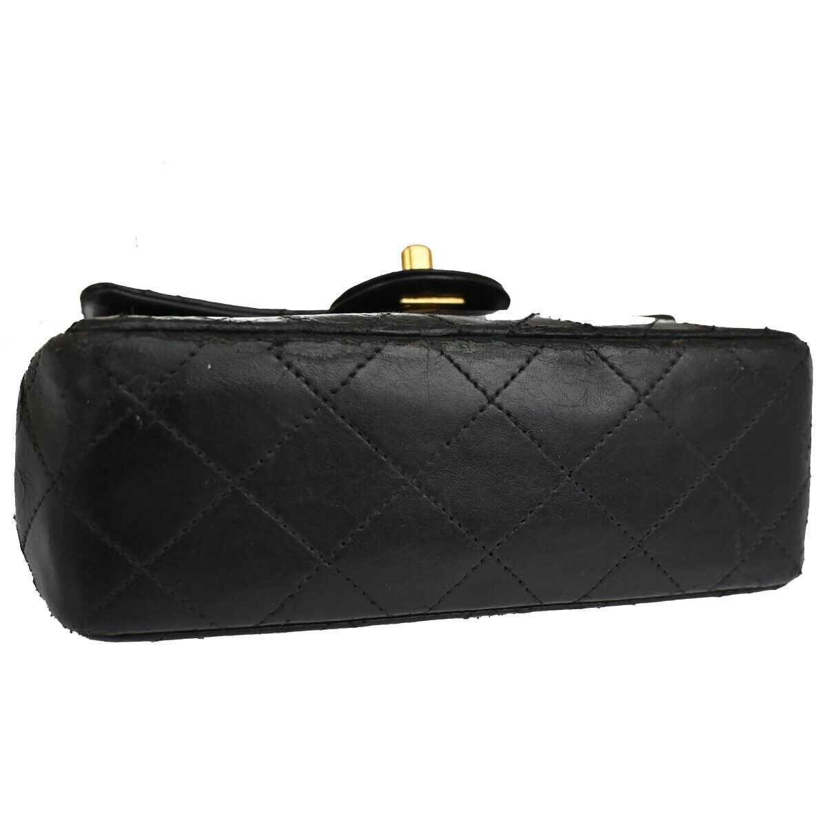 CHANEL CC Mini Matelasse Chain Shoulder Bag Leather Black GHW Vintage 691RJ256