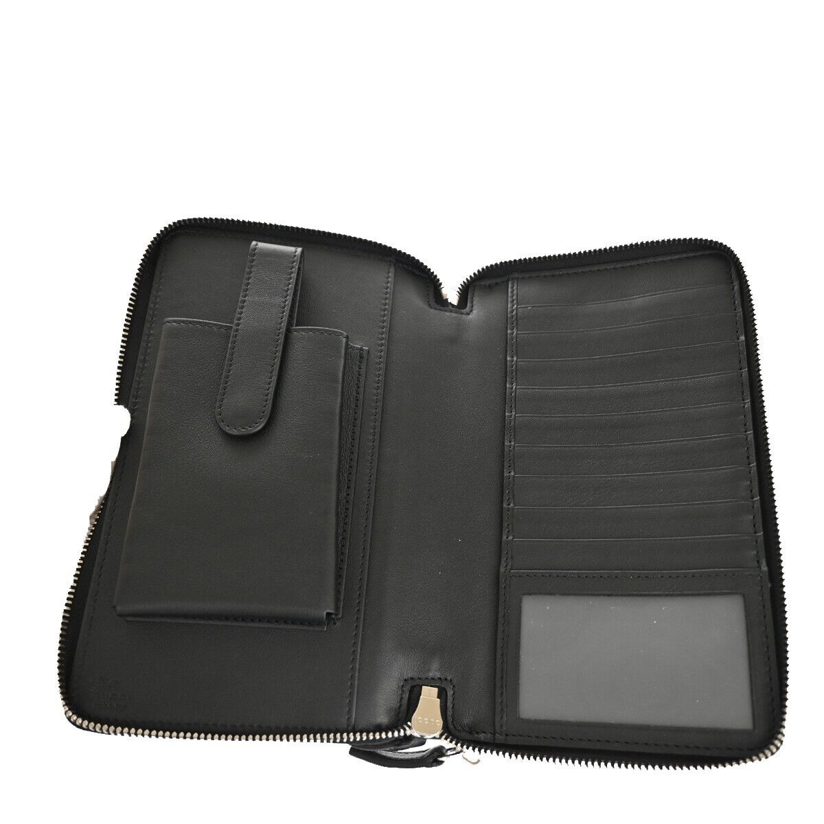 GUCCI Micro GG Guccissima Travel Case Wallet Leather Black SHW Italy 18YE185