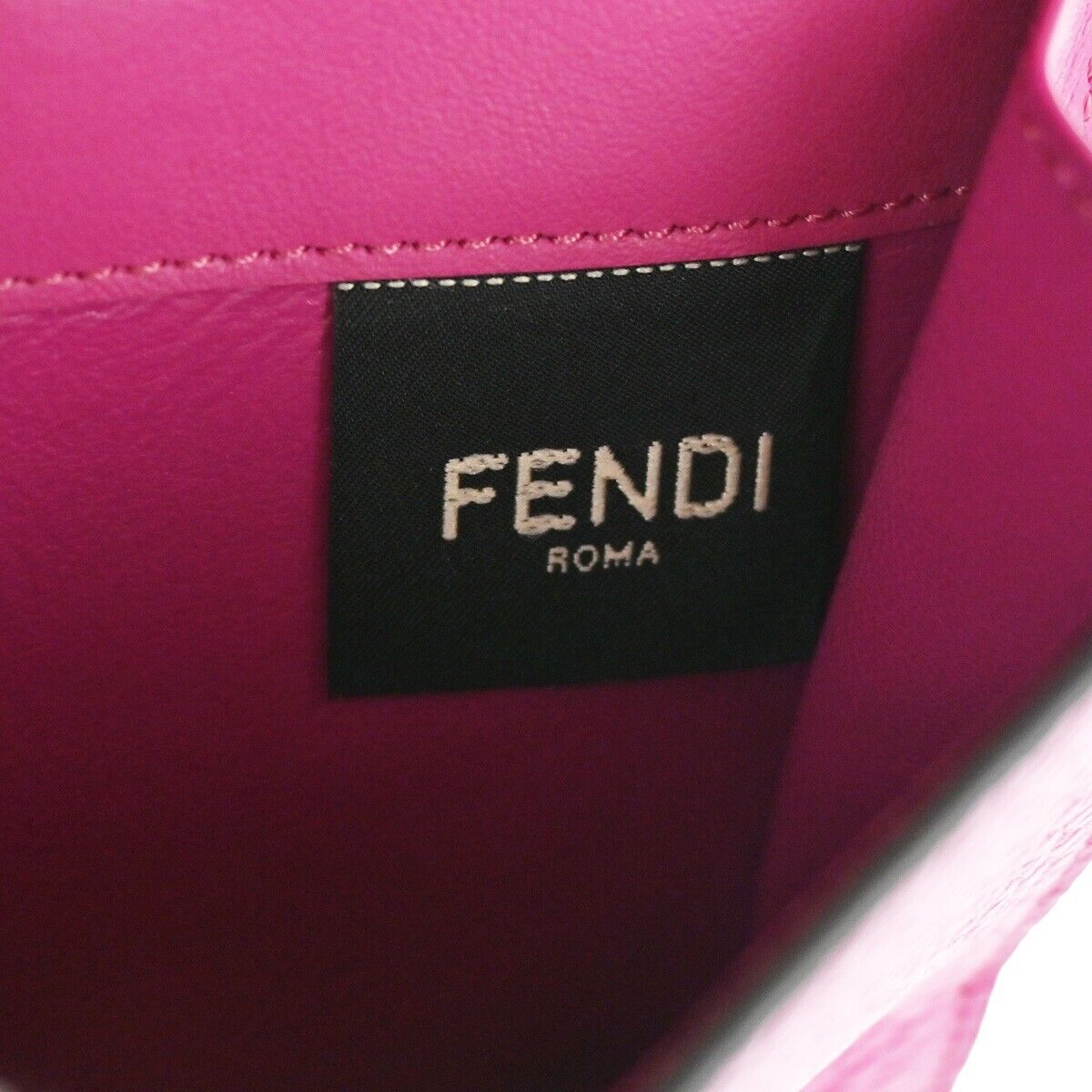 FENDI Logo Peekaboo Bifold Wallet Purse Leather Magenta SHW Italy 39RJ491