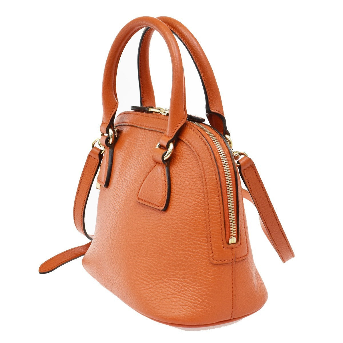 GUCCI Logo Interlocking G 2Way Shoulder Hand Bag Leather Orange GHW 93KB068