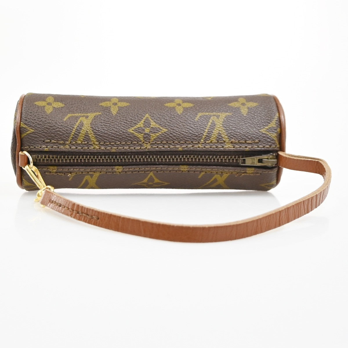 LOUIS VUITTON Logo Papillon Pouch Bag Monogram Leather Brown GHW 62MA487