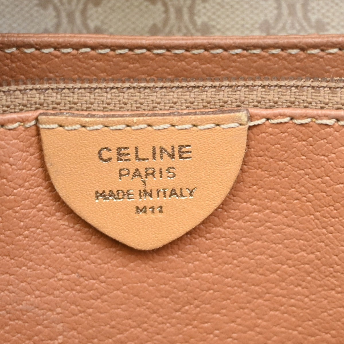 18.Live CELINE Macadam Pattern Shoulder Bag PVC Leather Beige Italy 68KP162