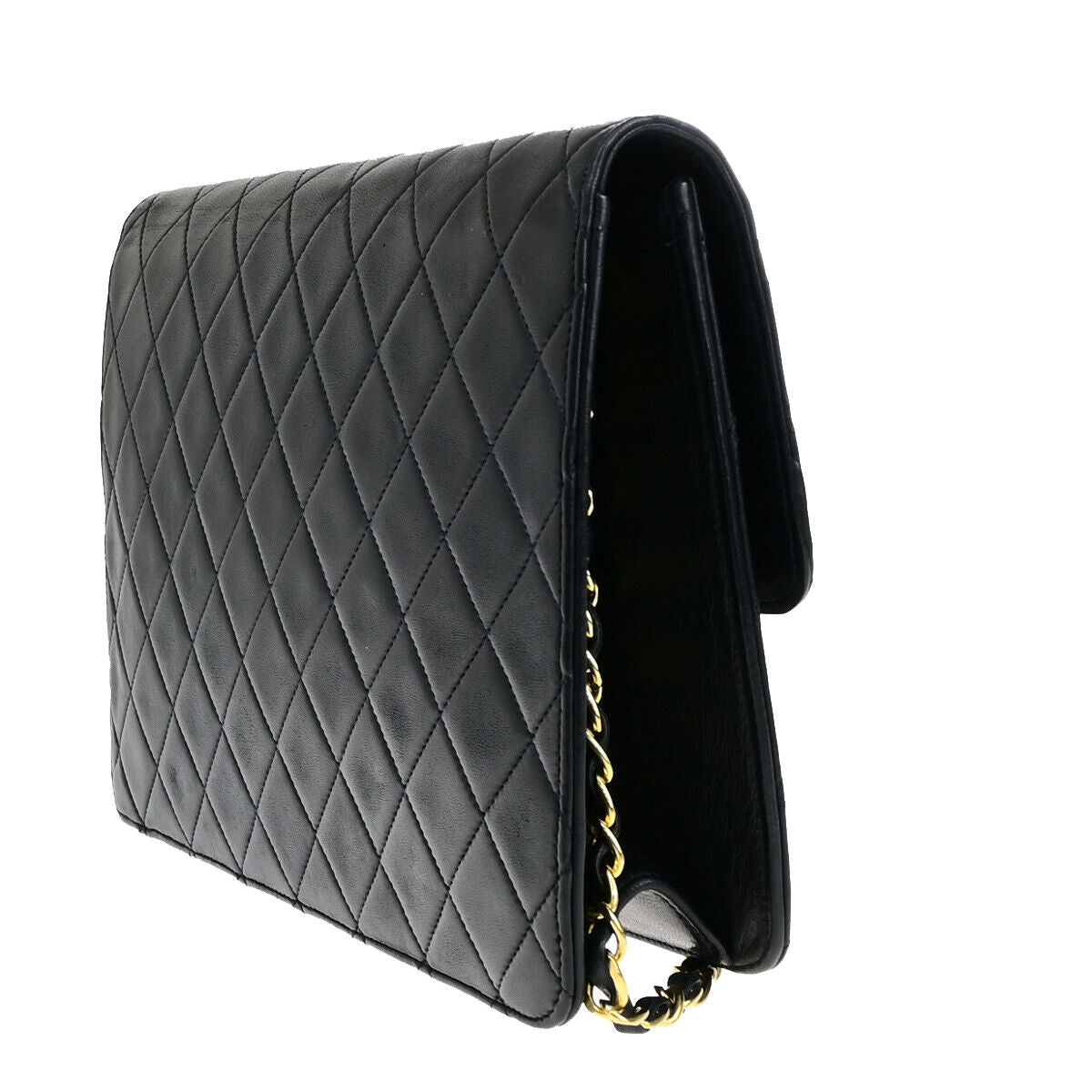 CHANEL CC Matelasse 25 Single Flap Chain Shoulder Bag Leather Black GHW 42RK155