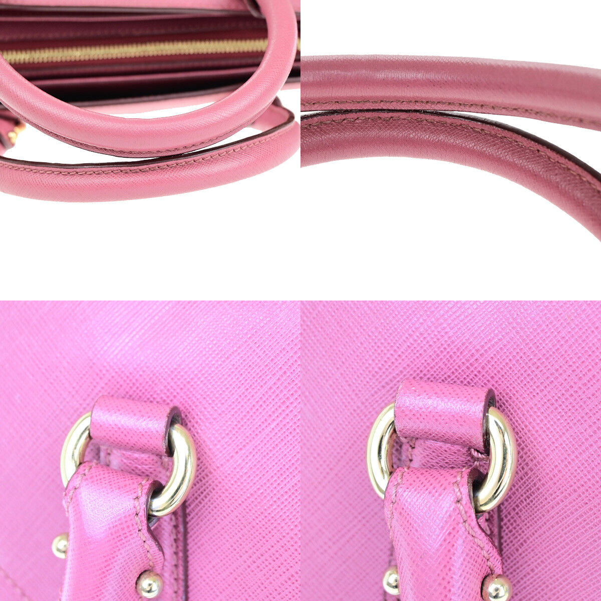 SALVATORE FERRAGAMO Logo Gancini Hand Bag PVC Leather Pink Gold Italy 67YE701