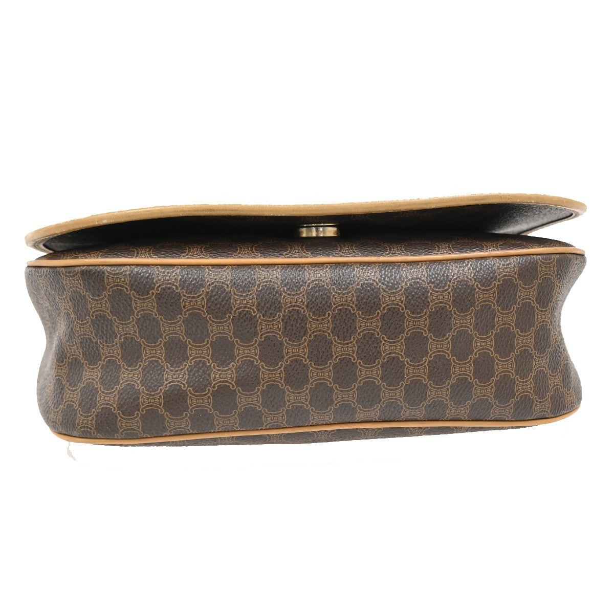 CELINE Logo Macadam Pattern Shoulder Bag PVC Leather Brown GHW Italy 69KB343