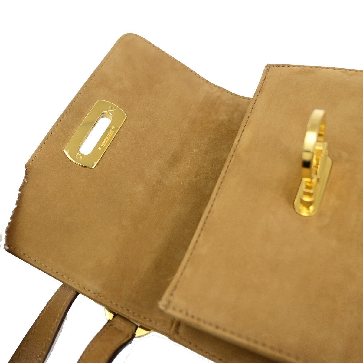 SALVATORE FERRAGAMO Logo Gancini Mini Shoulder Bag Suede Leather Beige 36KD112