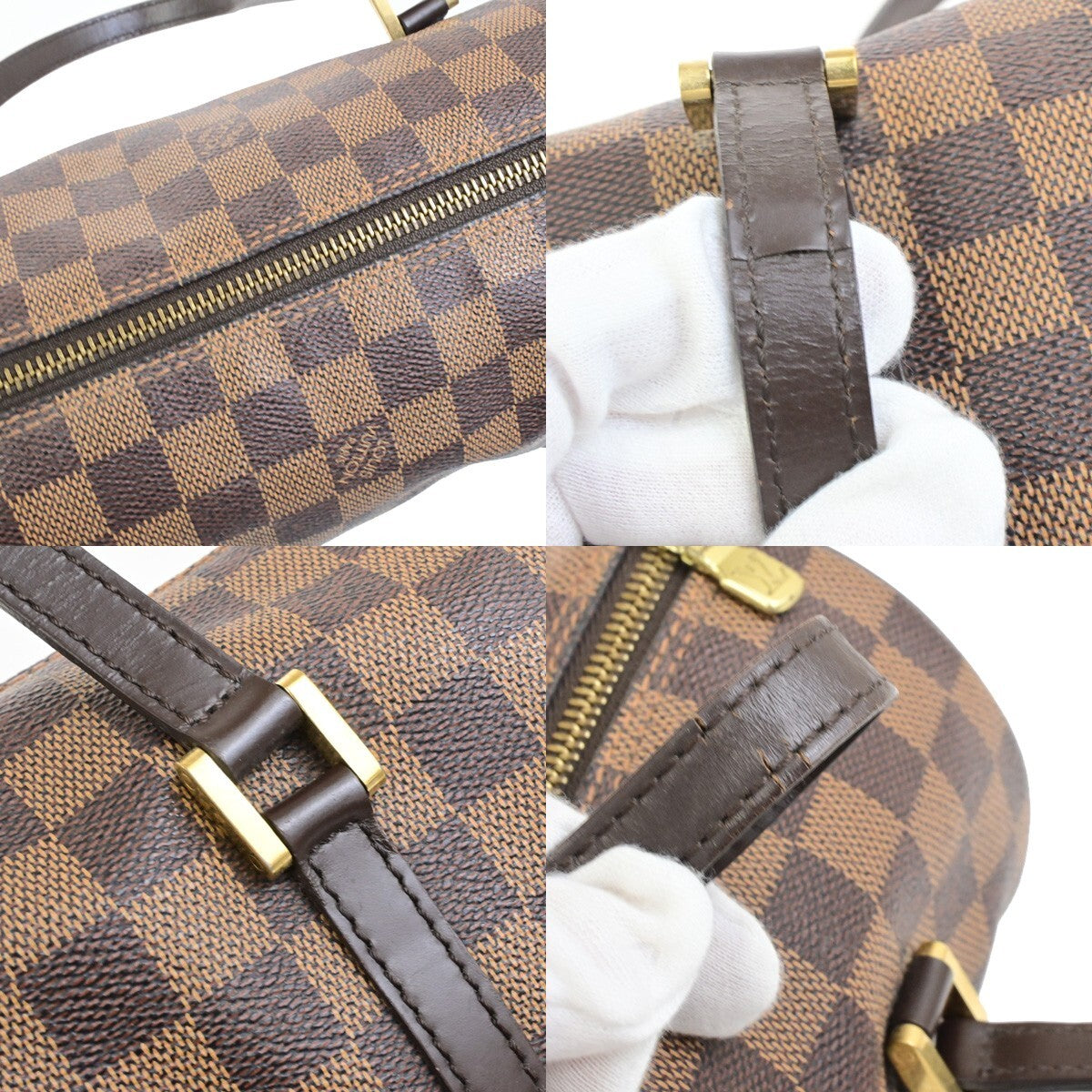 LOUIS VUITTON Papillon PM Hand Bag Damier Ebene Leather Brown N51304 77FB509