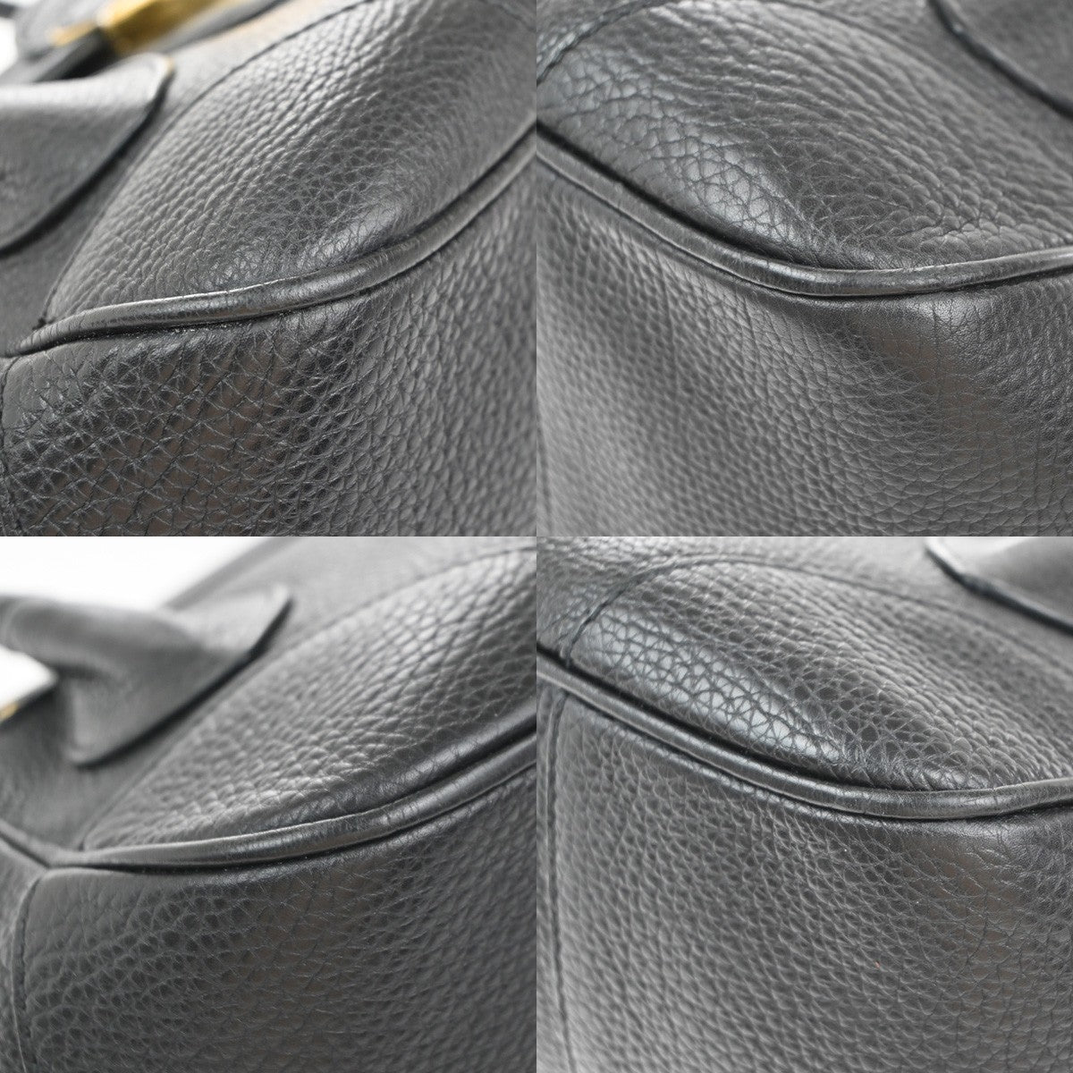 PRADA Logo Shoulder Hand Bag Leather Black GHW 76KP396