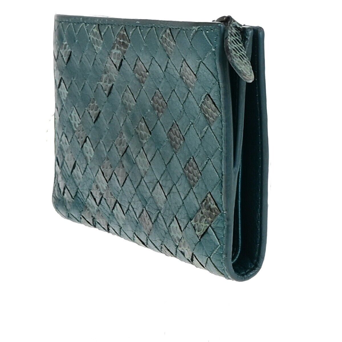 BOTTEGA VENETA Logo Intrecciato Bifold Wallet Exotic Leather Green Italy 68EC872