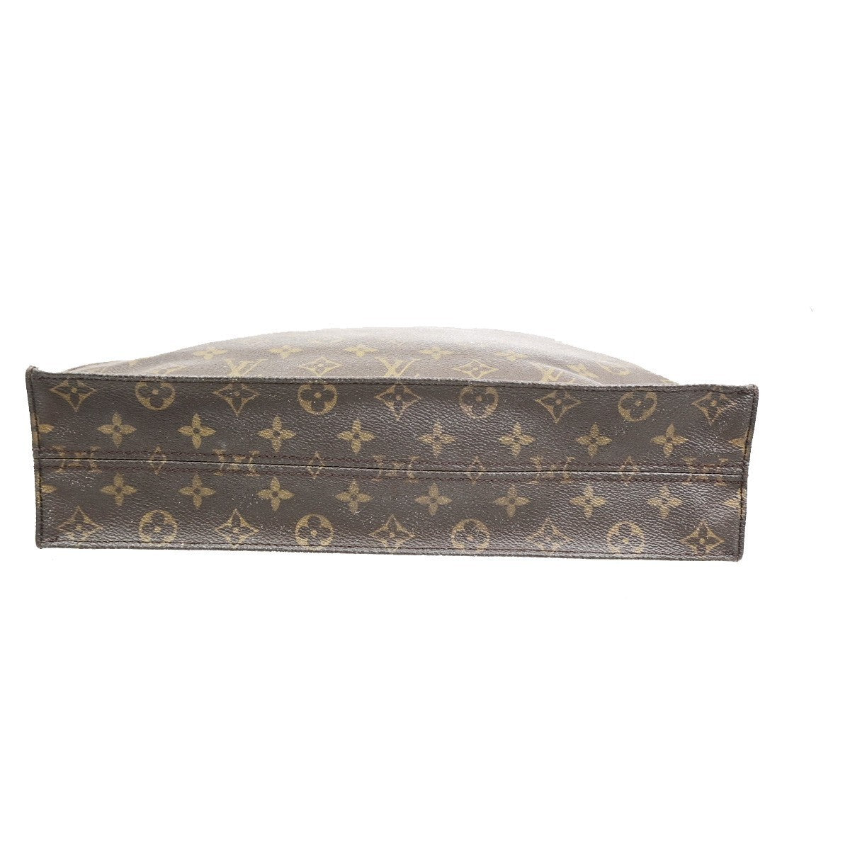 LOUIS VUITTON Logo Sac Plat Hand Tote Bag Monogram Leather Brown M51140 64PA102