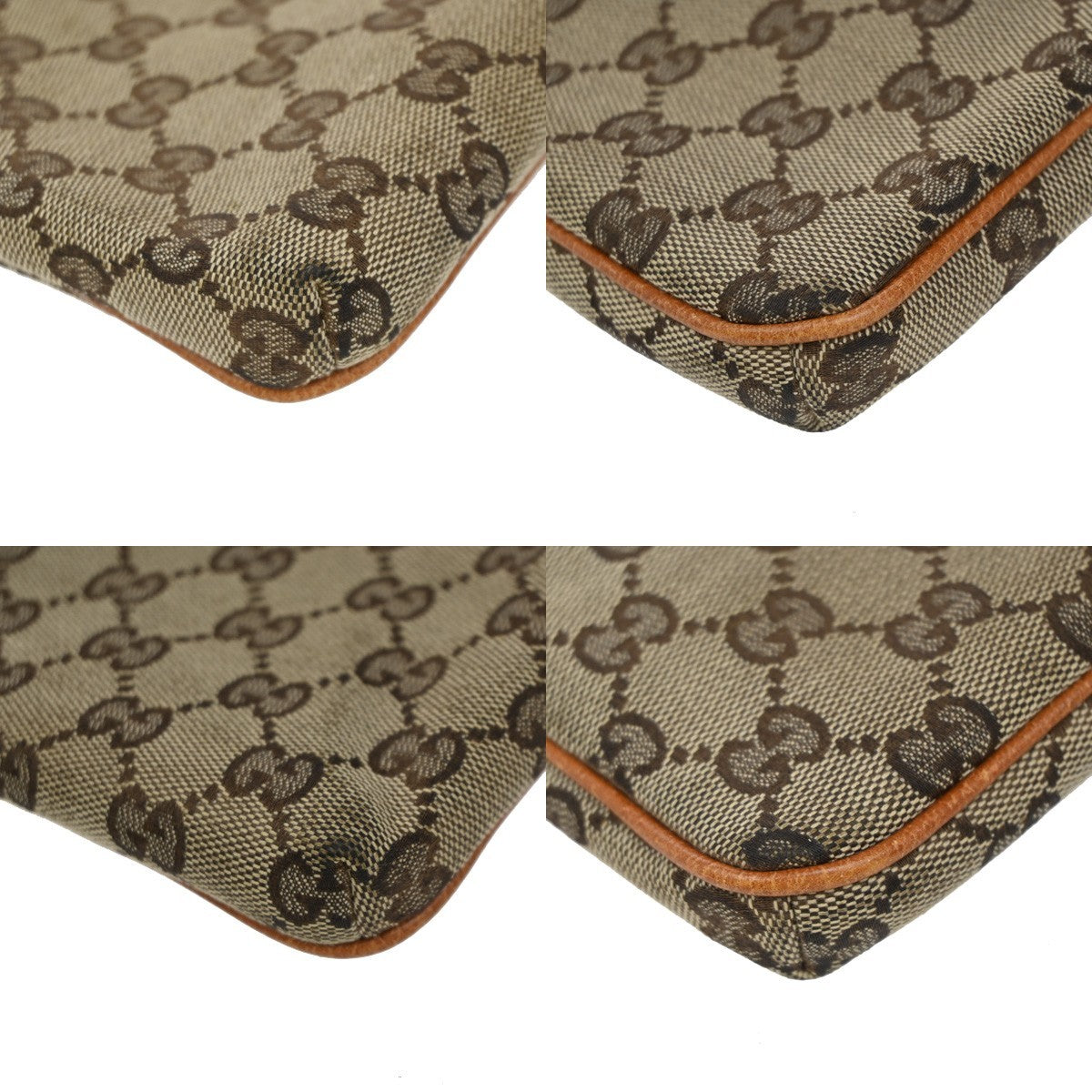 GUCCI Logo GG Pattern Mini Shoulder Bag Canvas Leather Brown 65KP329